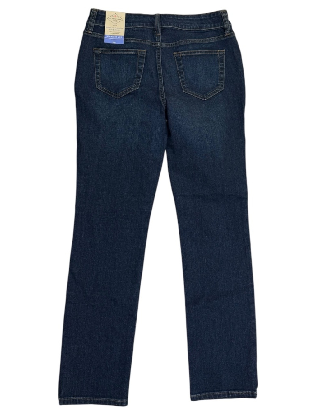 St. John's Bay Straight Leg Jeans 6 Petite Mid Rise Stretch Dark Wash NWT - Picture 2 of 11